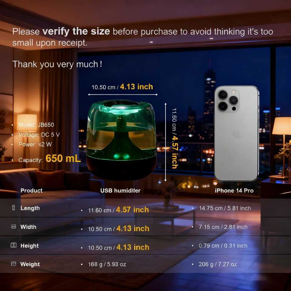 Quiet and cpact mini humidifier colorf light spray aratherapy hine High fog volume USB air humidifier C251204