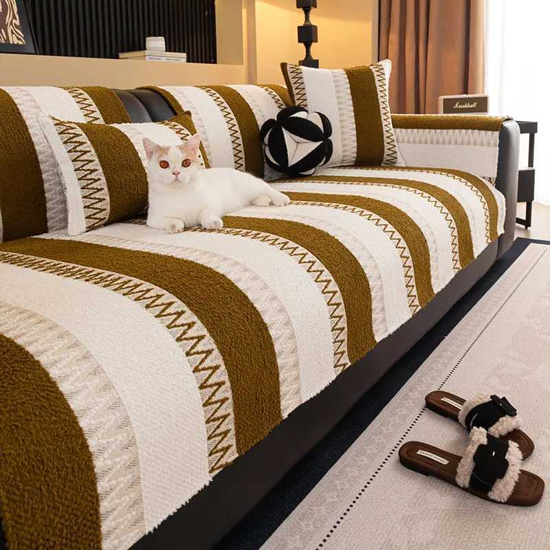 1PC-Solid color sofa cushion high-end plush sofa cushion integrated anti slip sofa cushion M251204 - view 7