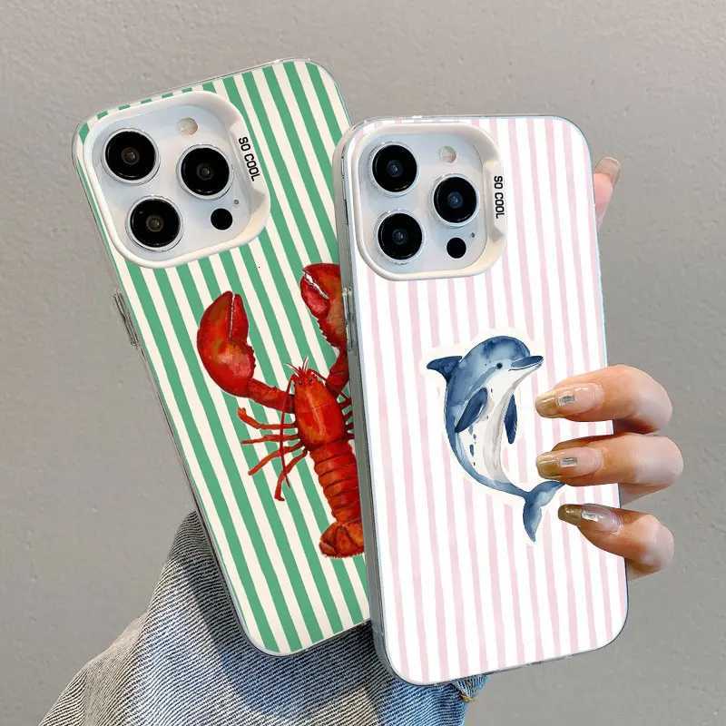 Colorf Marine Organism Striped Base Color Laser Phone Case For iPhone 16 15 14 Pro Max Plus 13 12 11 Pro Max Mini Back Covers H251203