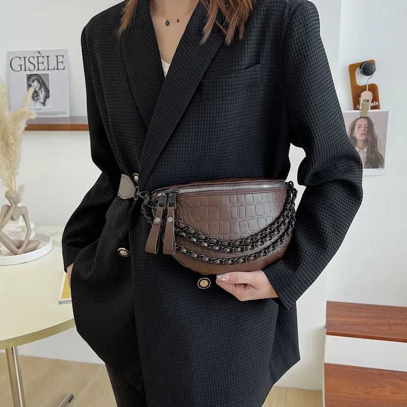 Women Soft Leather Waist Bag Autumn New Chest Pack Shoulder Bag High Quality Chain Fanny Pack Lady Street Trend Belt Bags PurseT251204