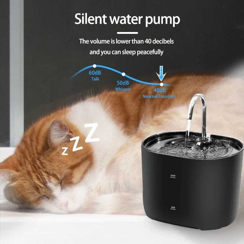 Cats Water Fountain Automatic Filter Cats Fountain With Stainless Steel Faucet Silent Water Pump Pet Cats Dog Water Dispenser M251204
