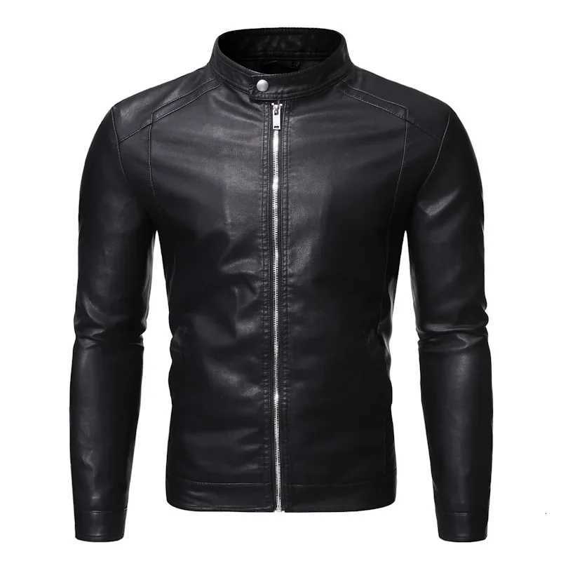 Brand Mens Pu Leather Jacket Motorcycle Biker Plus Szie 5Xl Outwear Mens Jackets Autumn Winter Warm Black Outdoor CoatsT251204