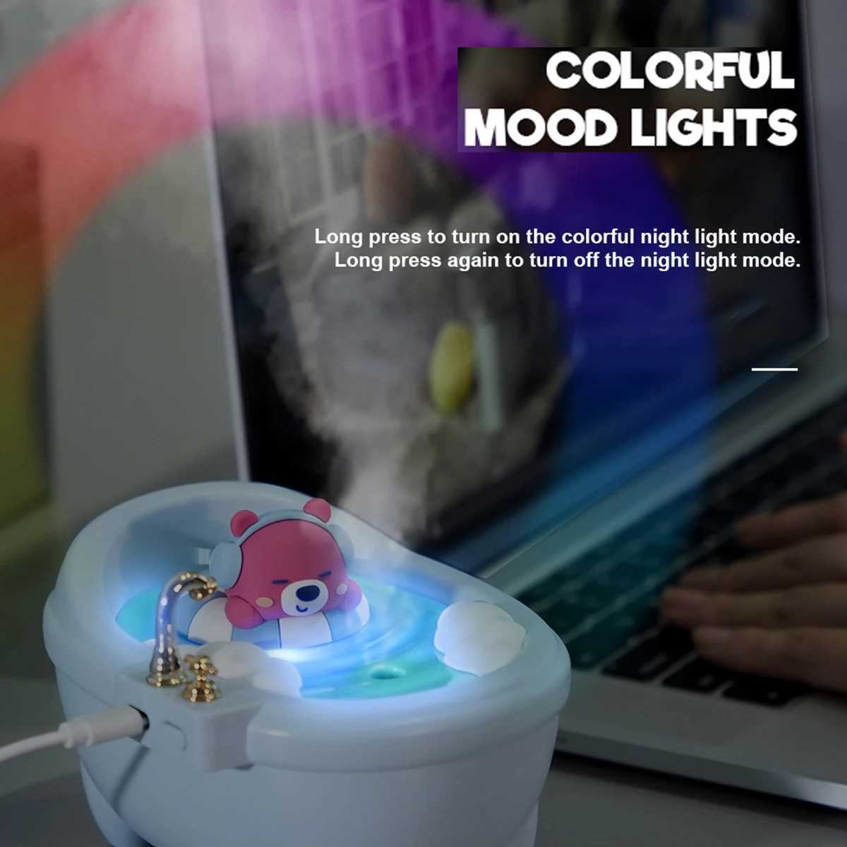 Tub Air Humidifier with Small Spray Hydration Silent USB Aratherapy Diffuser for Bedro Desktop Car He and Off Use C251204
