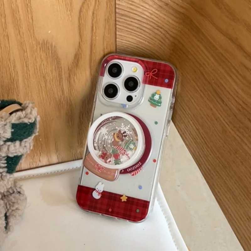 INS Korean Cute Snowflake Griptok Magnetic Phone Stand Foldable Wireless Charger Case for IPhone 17Pro Christmas H251203