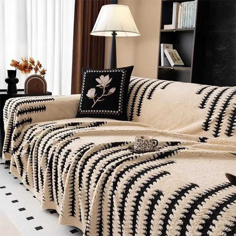 Mibai Black Striped Sofa Towel Bohemian Minimalist Art Style One-Piece Sofa Cover Cloth For Living Room Home Decor M251204 - view 4