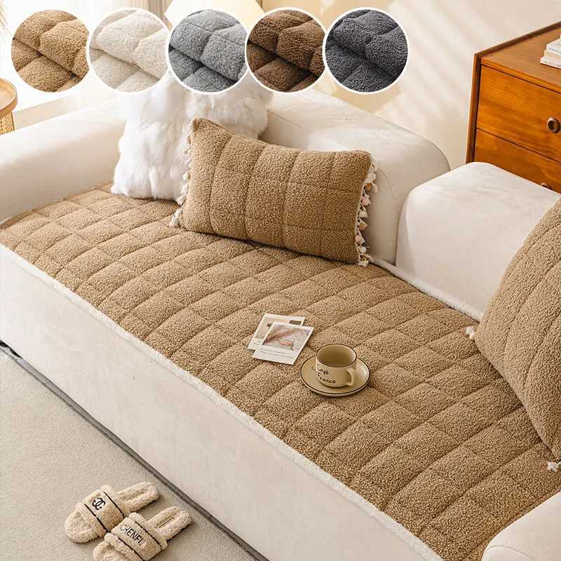 1PC-Thickened straight row sofa cushion winter plush one-piece sofa cover cloth fixed anti slip sofa cushion M251204 - view 3