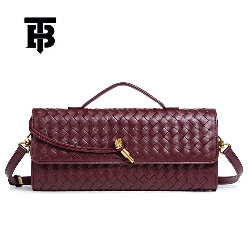 TB BHULAMTE Designer Luxury Women's Shoulder Bag Fashion Weaving Horizontal Armband Stick Bag Soft Leather Portable Trendy Handbag Casual Student