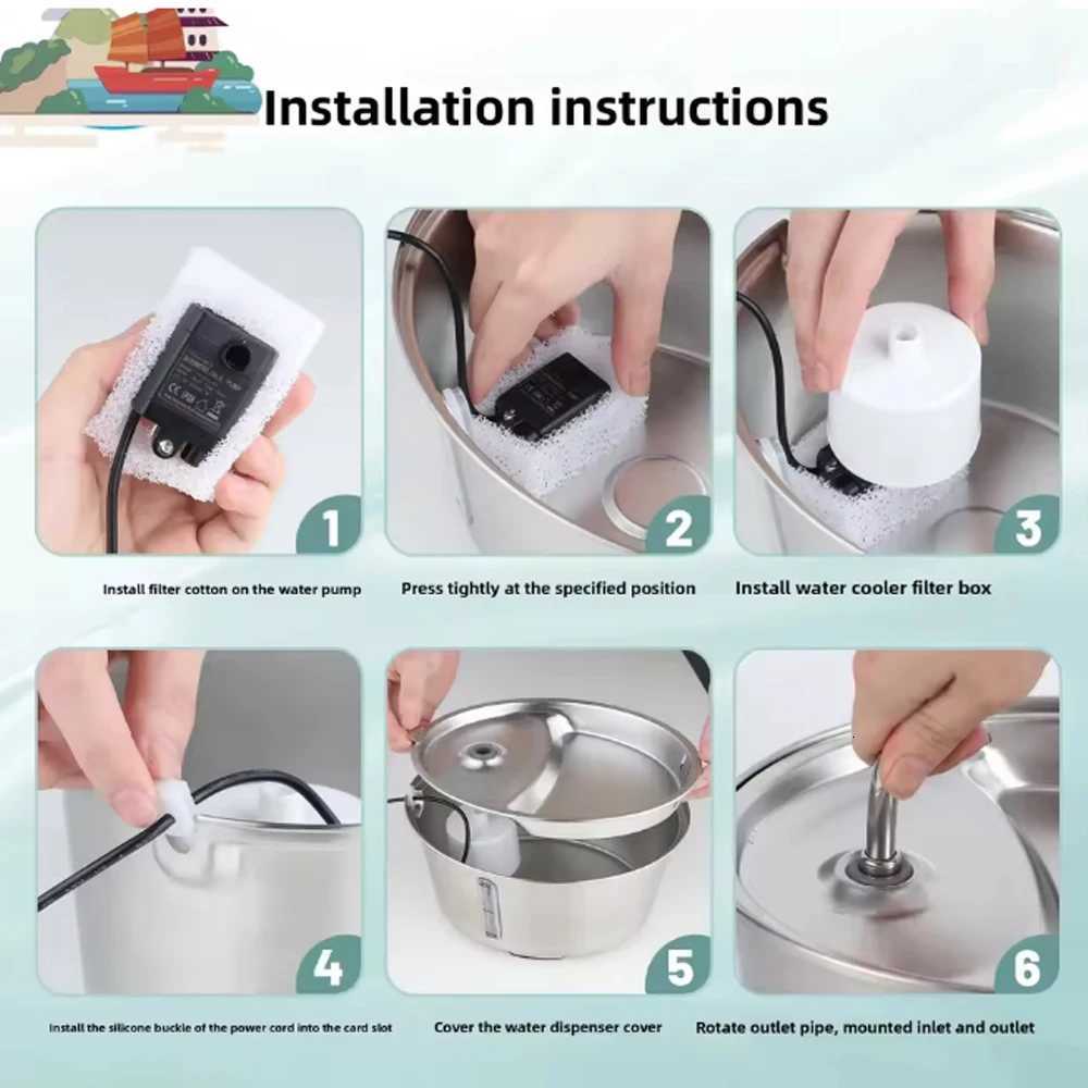 26L/879oz Stainless Steel Cat Water Fountain Automatic Cat Drinker Drinking Fountain For Cats Dogs Pet Water Dispenser M251204