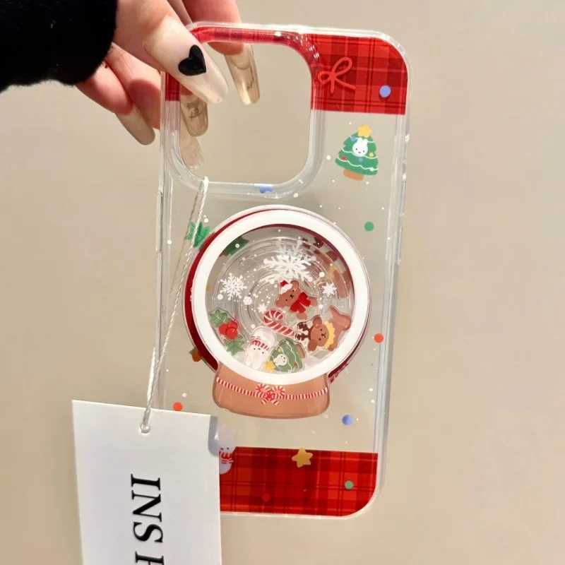 INS Korean Cute Snowflake Griptok Magnetic Phone Stand Foldable Wireless Charger Case for IPhone 17Pro Christmas H251203
