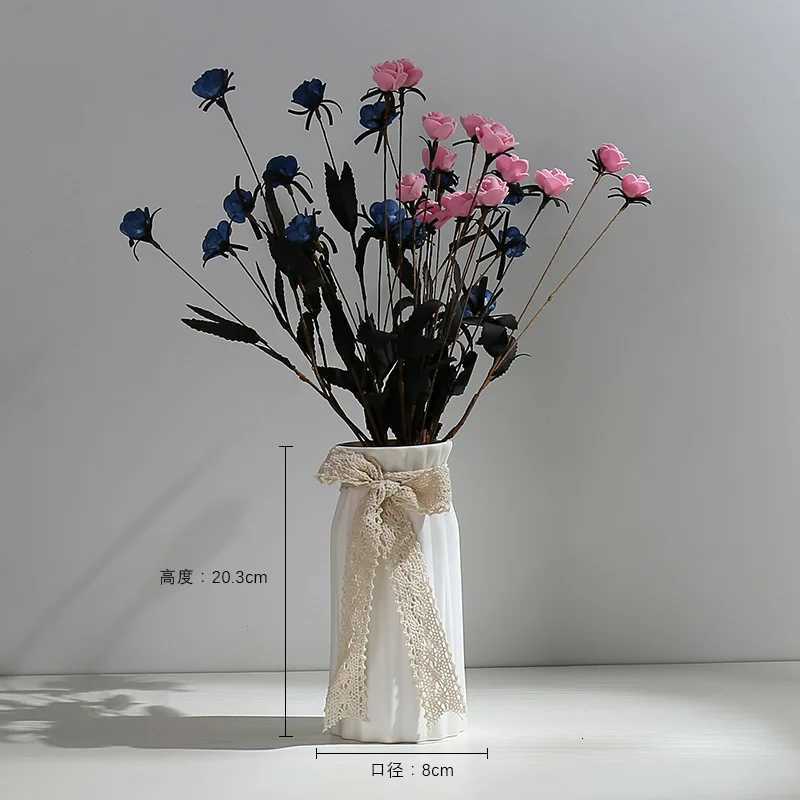 Literary White Fresh Dried Flower Vase Ceramic Hydroponic Flower Arrangement Dev Starry Sky Living Ro Modern Ornament Decor H251204