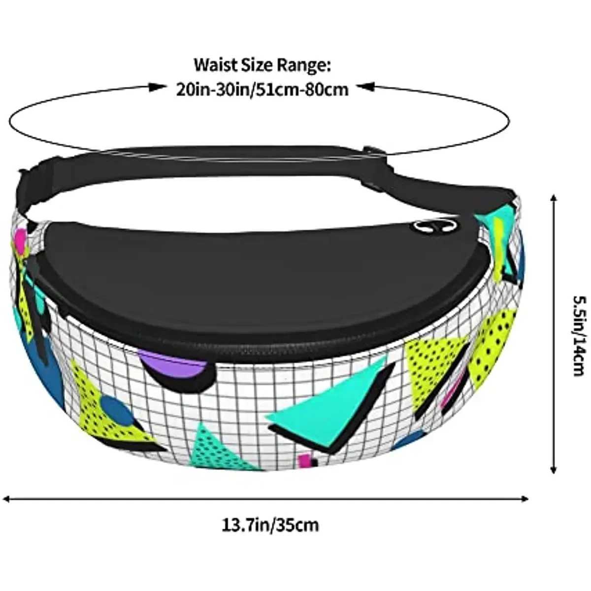 Retro Style 80s 90s Memphis Style Design Fanny Pack for Men and Women Adjustable Casual Waist Bag for Traveling Hiking CyclingT251204