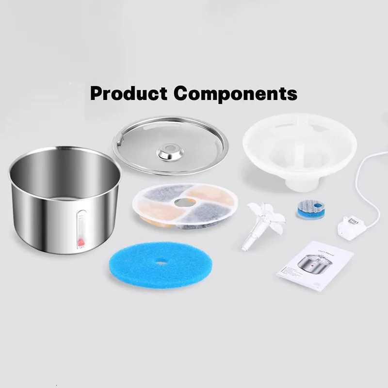 2L Cat Water Fountain Automatic Pet Water Dispenser Stainless Steel Drinking Bowl with USB Ultra-quiet Pump Pets Water Fountains M251204 - view 7