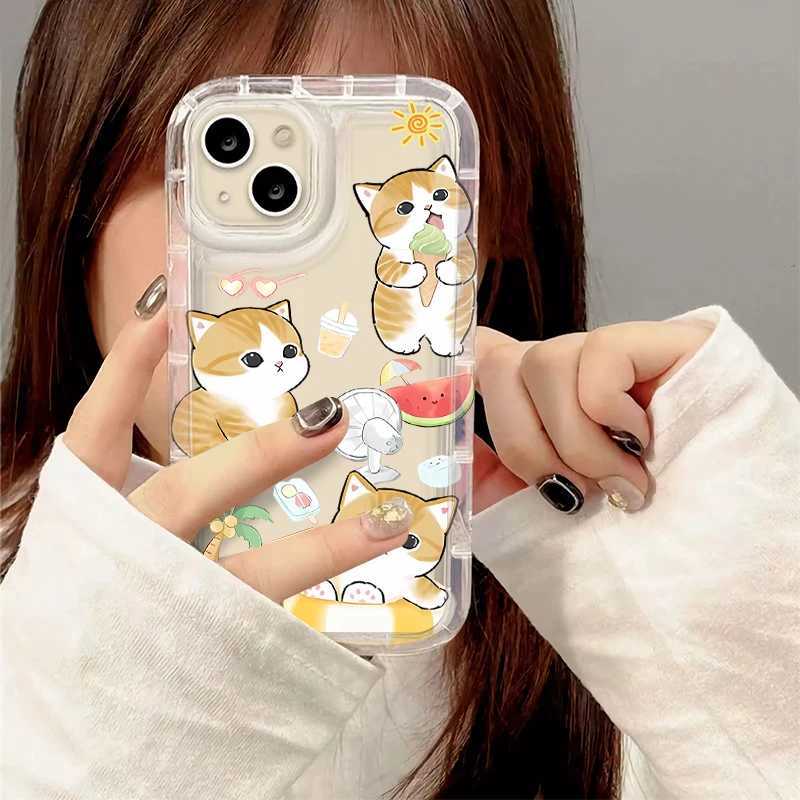 Cute Cartoon Mofusand Cat Clear Case For iPhone 14 16 15 13 12 11 Pro Max 7 8 Plus XR X XS Max SE 2020 Shockproof Silicone Cover H251203