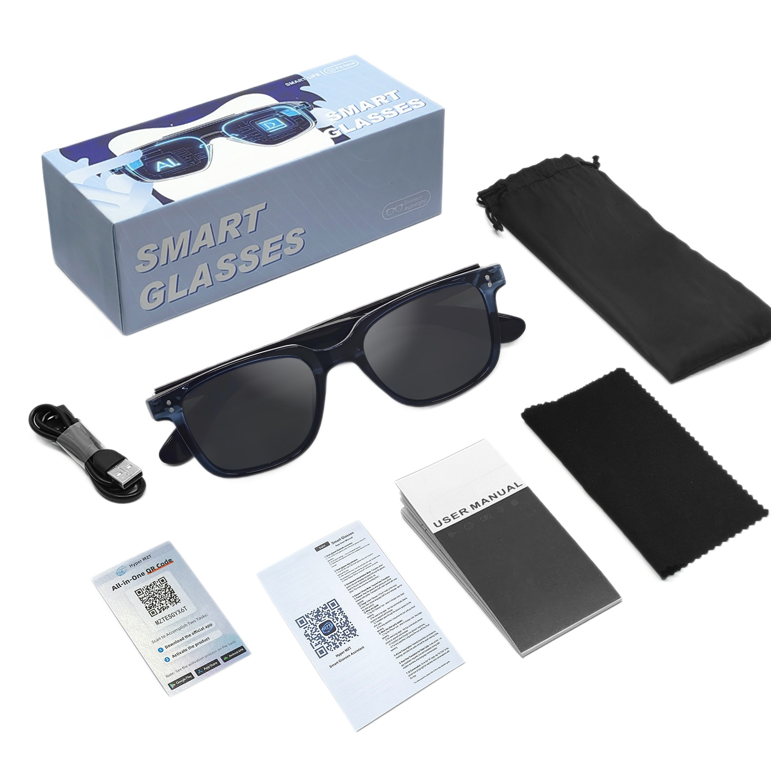 New Automatic Power-On Smart Bluetooth Translator Glasses with AI Voice Calling, Night Vision, Blue Light Protection, and Polarized Sunglasses