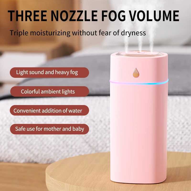Triple-Nozzle 600mL Waterdrop Mist Humidifier Fast Gentle Moisture for Your Space C251204
