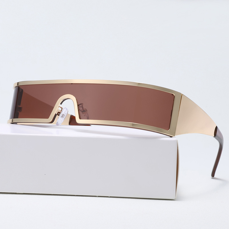 irregular Sunglasses Fashion Cool UV400 One-Piece European And American Ins Fashion Design Future Technology Sense Narrow Frame Outdoor Sunglasses