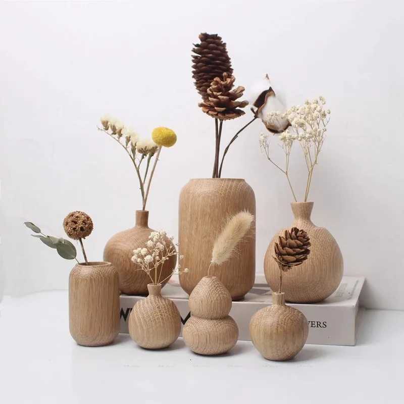 Japanese Wooden Vase for Flower He Decor Decorative Flowers Vase Living Ro Decoration Off Desktop Flowers Bottle Ornament H251204