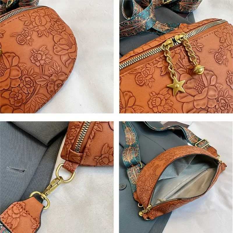 Elegant Emboss Flower Pattern Fanny Packs For Women Luxury Chain Zipper Waist Bags Female Waist Pack Ladies Crossbody Chest BagT251204