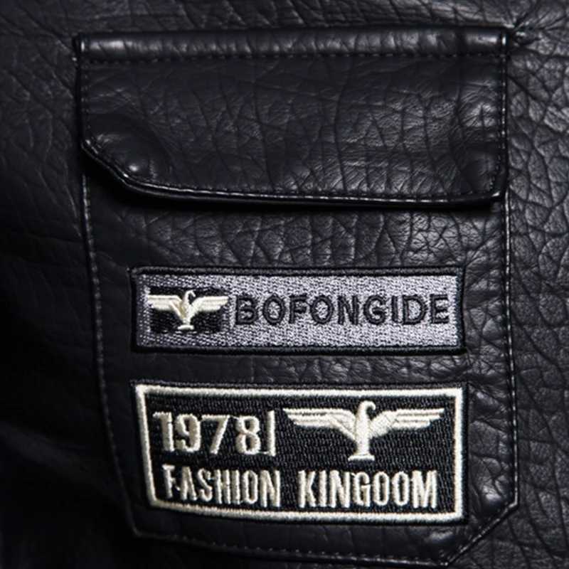 TRAF 2024 Autumn/Winter New Mens Leather Pilot Leather Jacket Mens Korean Version Embroidered Motorcycle Mens Leather JacketT251204