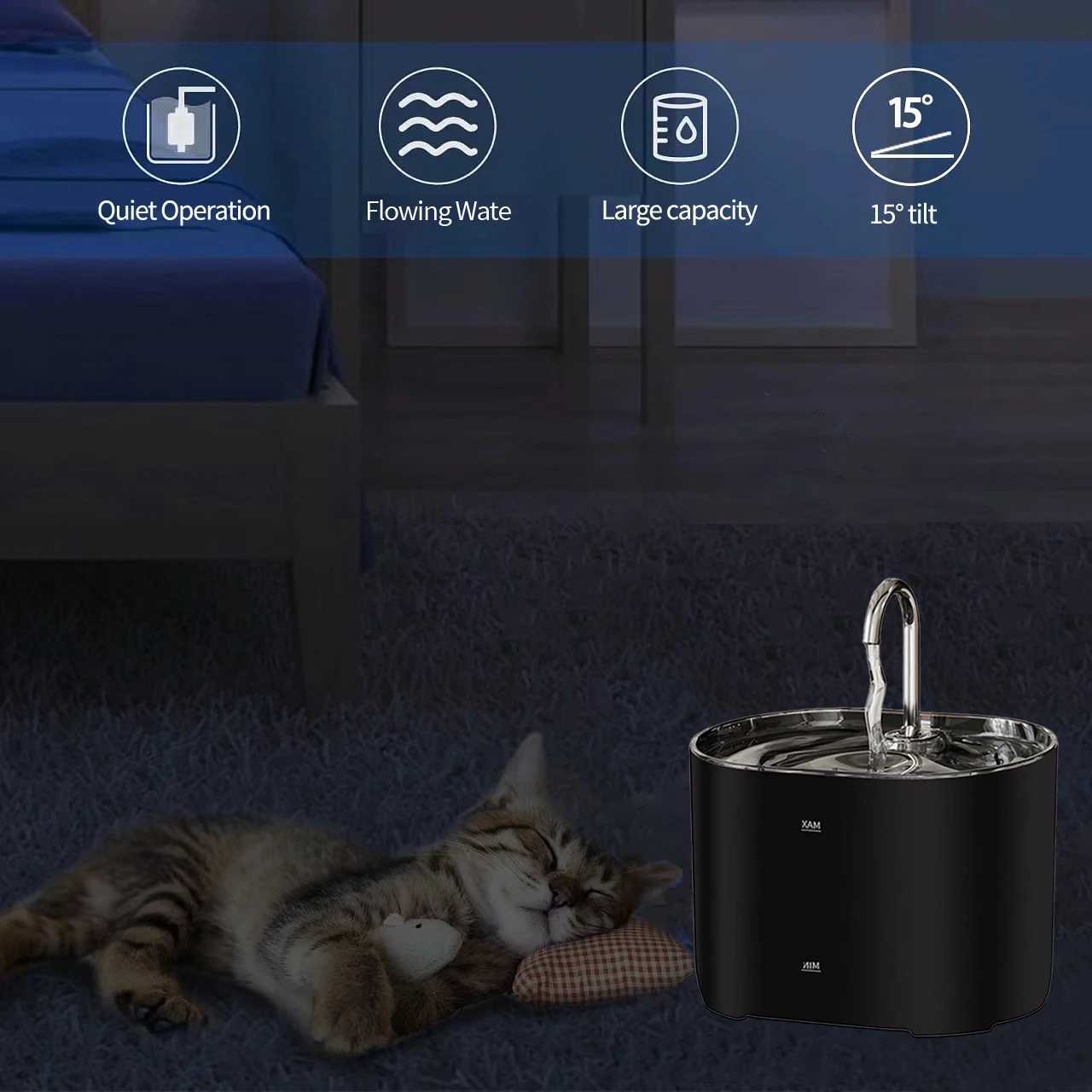Cat Water Fountain Pet Water Fountain for Cats Inside 1FiltersUltra-Quiet Pump 22L/73oz Dog Pet Water Fountain M251204