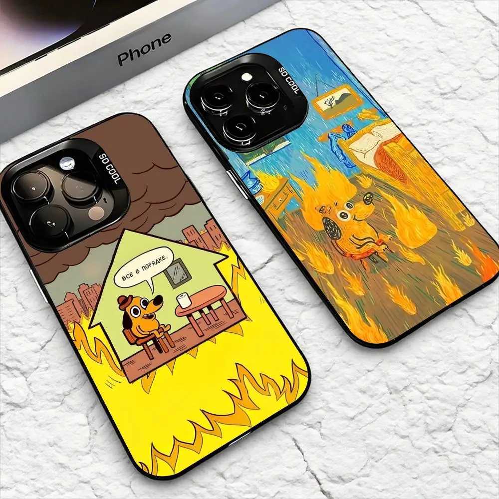 This Is Fine Dog Phone Case For Phone 11-17 Air Pro Max Colorf Plated Anti Slip Anti Fingerprint Protector H251203
