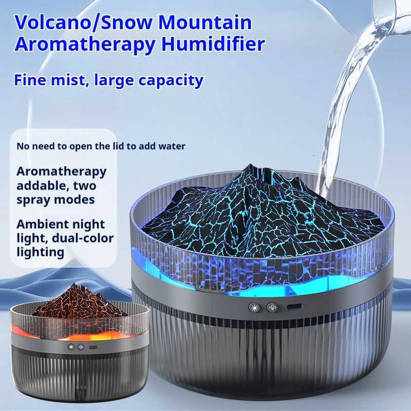 Volcano Snow Mountain Humidifier Large Capacity with Auto 2 Color Change No-Lid-Opening Water Addition Night Light Feature C251204