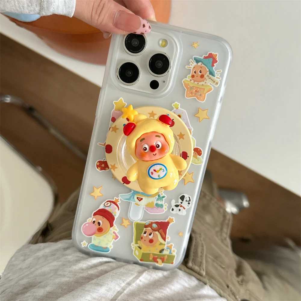 Korean funny star cartoon magnetic stand phone case for iPhone 13 14 15 16 Pro Max funds luxury fashion shockproof cover For 15 H251203