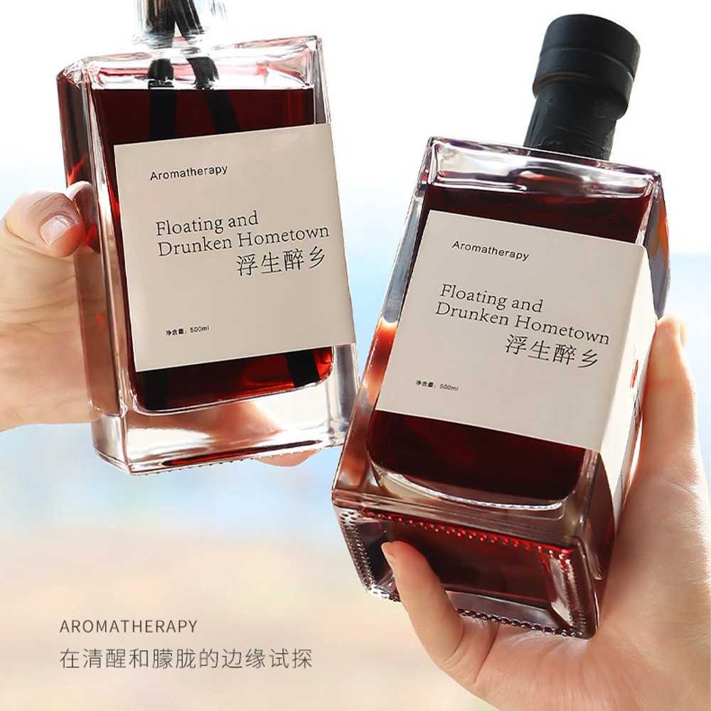 500ml Unique Bottle Reed Diffuser Oil Set - Valentines Day Home Decor Fragrance Air Freshener Gift Set LavenderApple Brandy Y251204