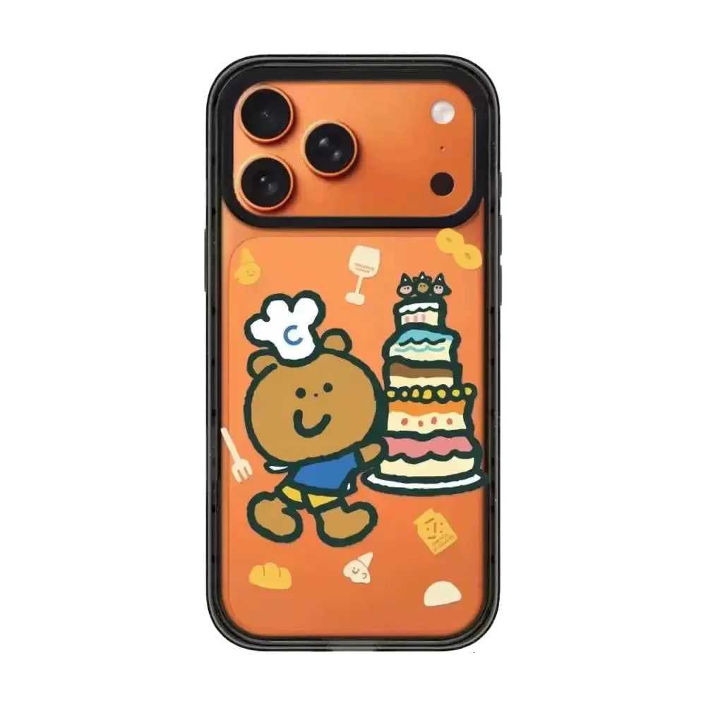 Pizza Cake Bear Acrylic Black Border Magnetic Case Cpatible with iPhone 17 16 15 14 13 12 Pro Max 17 Air H251203
