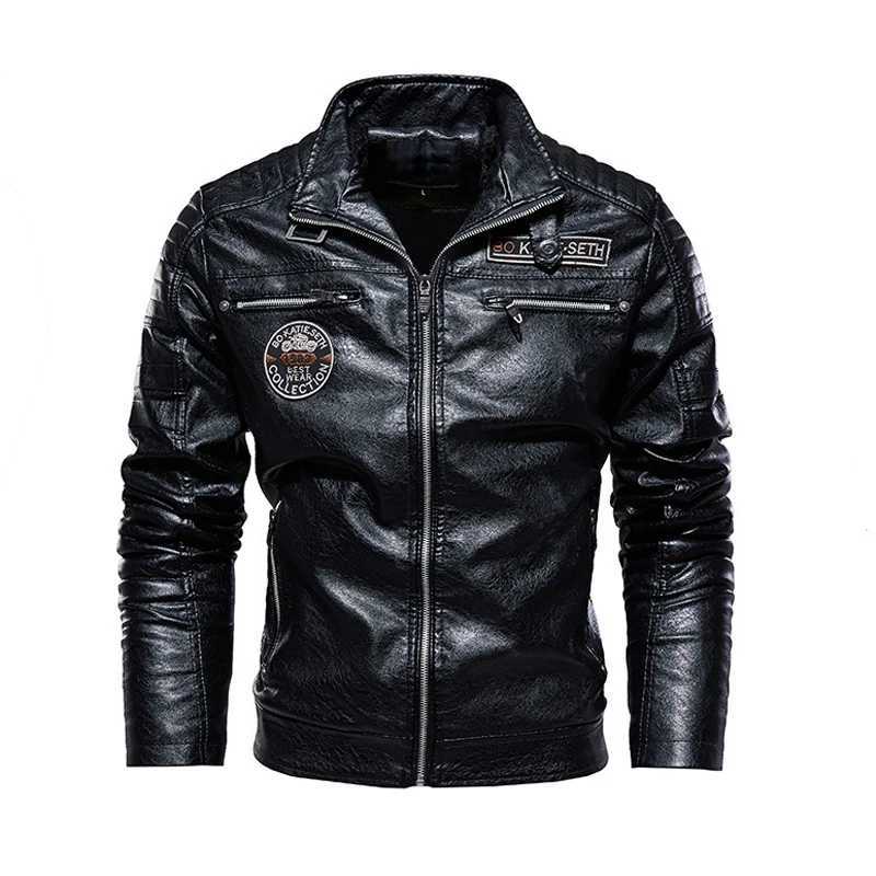 Autumn Winter Mens PU Leather Jackets Fashion Men Retro Zipper Biker Leather Coats Men Fleece Lined Warm Windbreaker Jacket 7XLT251204