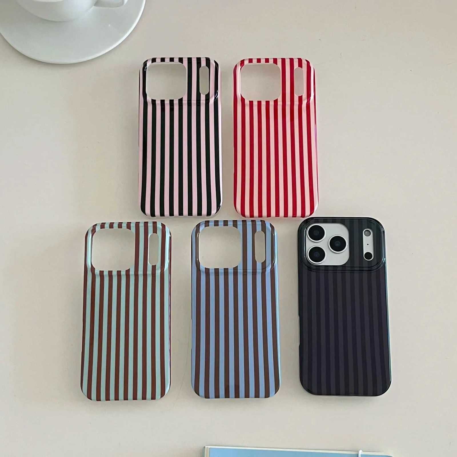 Korean INS Mti-color Stripes Protective Chic Phone Case for iPhone 17 16 15 14 13 Pro Max Back Phone Cover Capa H251203