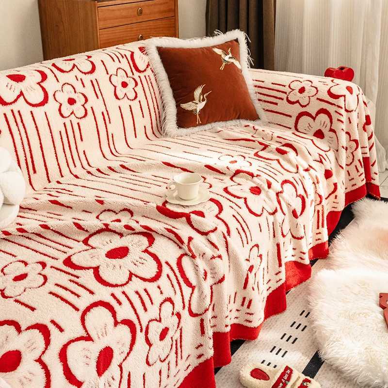 Red Flower Sofa Cover Tablecloths Blanket Four Seasons Universal Sofa Cover Multifunctional Blanket Anti-scratch Home Decor M251204 - view 5