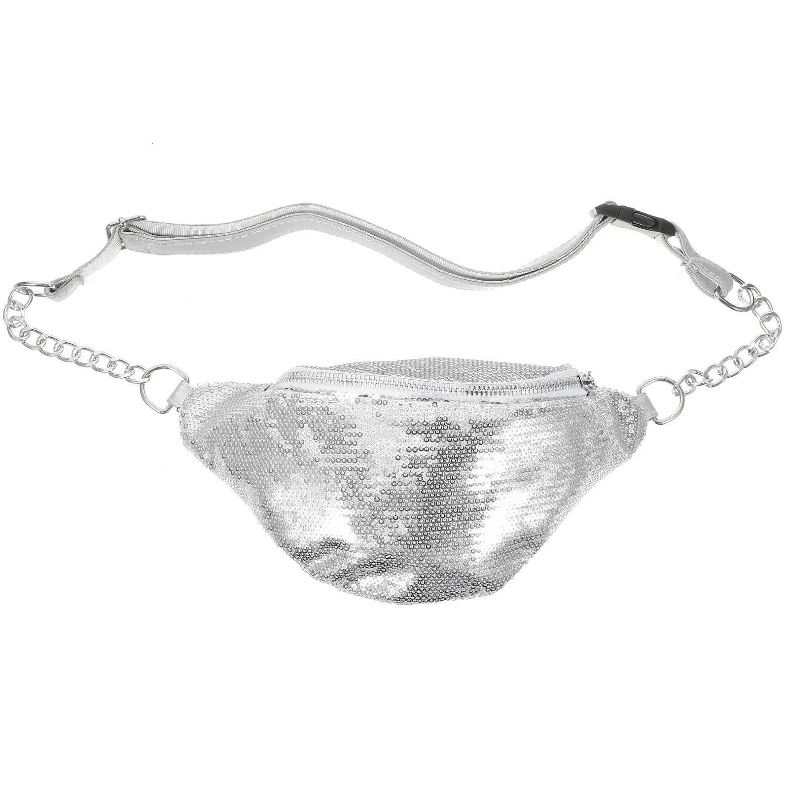 Sequins Fanny Pack Chic Waterproof Waist Bag for Hiking Swimming Shopping Fashion Chest Carry All Essentials SilverT251204