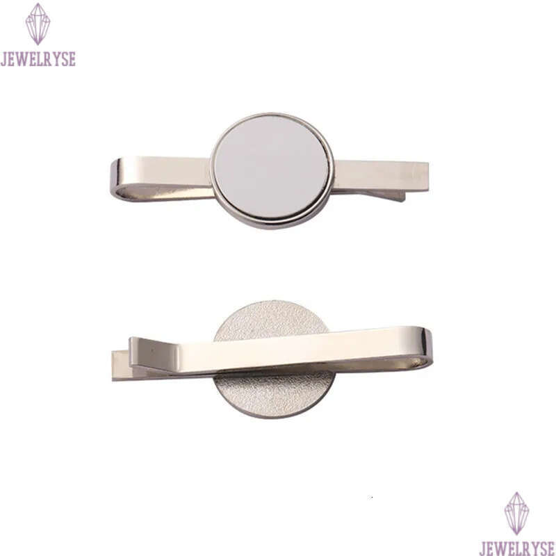 Fashion DIY Sublimation Blank Designer Clips Accessory Round Shape Copper Jewelry for Man Business Silver Tie Clip Fathers Day Dad Birthday Gift Lengt