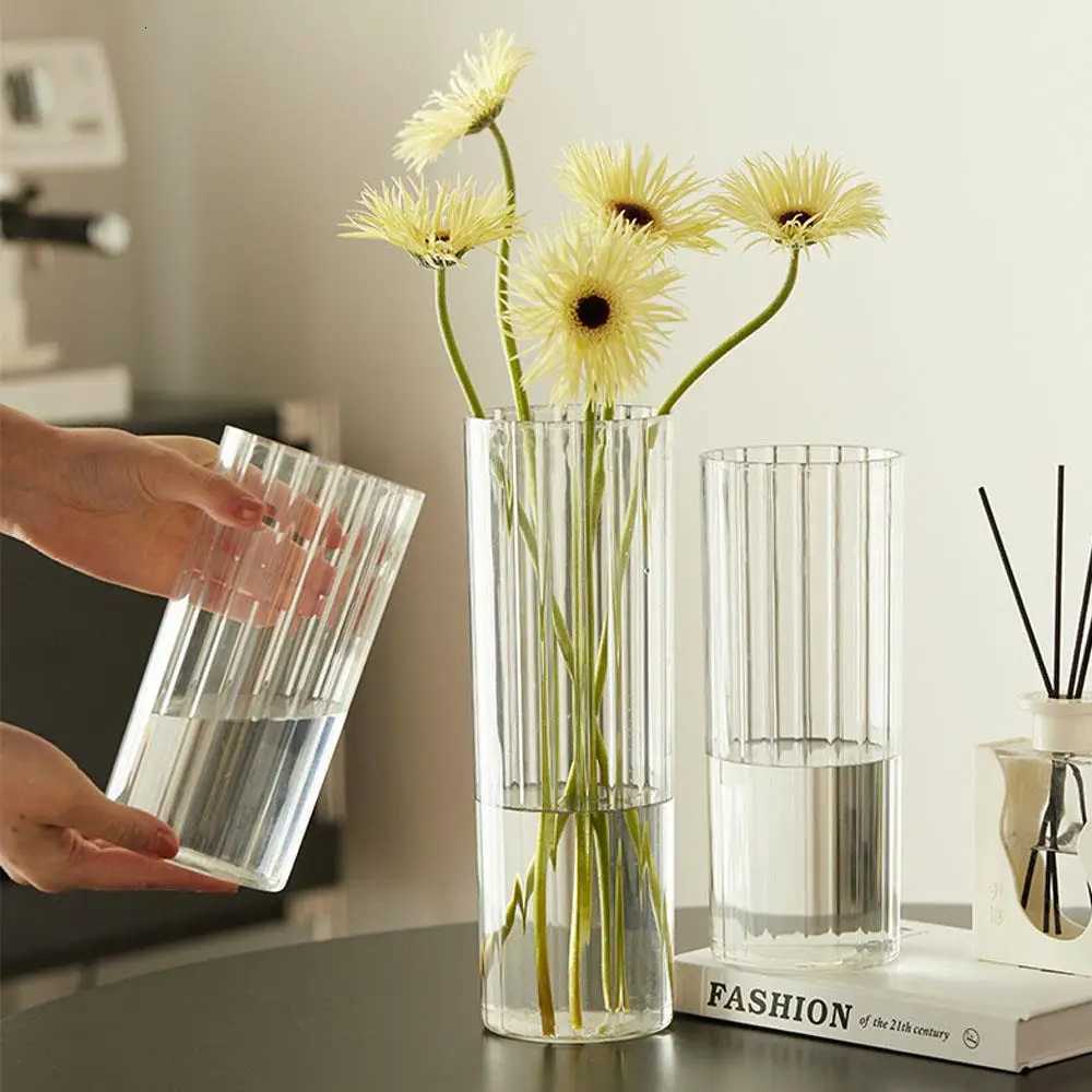 1Pcs Cylinder Flower Vase Shatterproof Plastic Vases Acrylic Hydroponic He Decor Clear Large Tall Transparent Decorative Vase H251204