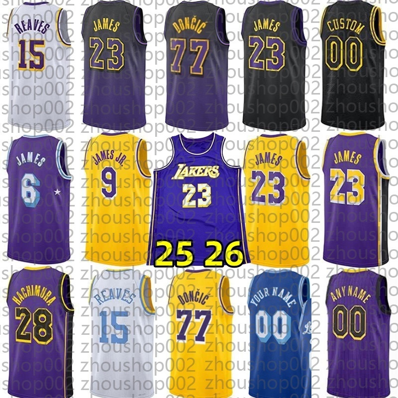 Custom Lakerr Basketball Jerseys Lukaa Doncic James Bronny James Jr Austin Reaves Rui Hachimura Dalton Knech Gabe Vincent Deandree Ayton Jaxson Hayes 