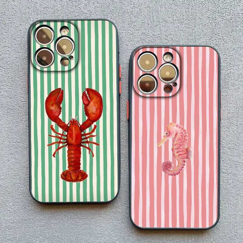 Ocean Life Theme Striped Phone Case for IPhone 16 15 14 Pro Max Plus 13 Mini 12 11 Pro Max XS X XR 7 8 Plus SE2 Shockproof Cover H251203