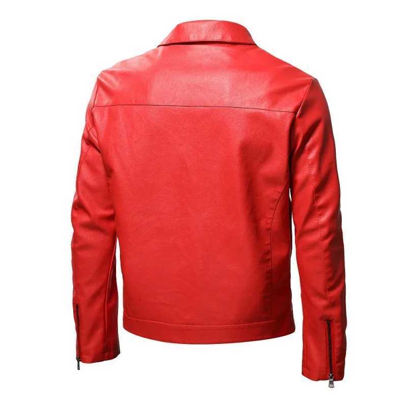 New Men Quality Casual Pu Leather Coat Red Black Slim Rider Style Leather Jacket Popular Young Leather JacketsT251204