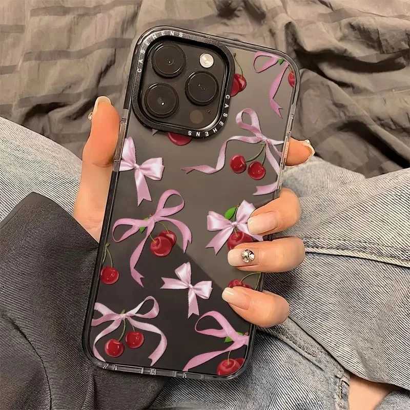 Ins Korean Lovely Bow ry Phone Case For iPhone 16 15 14 13 12 11 Pro Max XR XS MAX 7 8 MINI PLUS Y2K Shockproof Soft Cover H251203