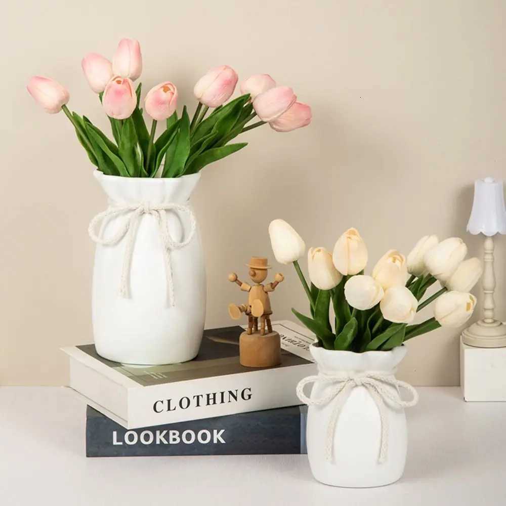 1Pc Bow Design Plastic Flower Vase Modern Art Nordic Decorative Vase Creative Plant Bottle Desktop Decor Ornament H251204