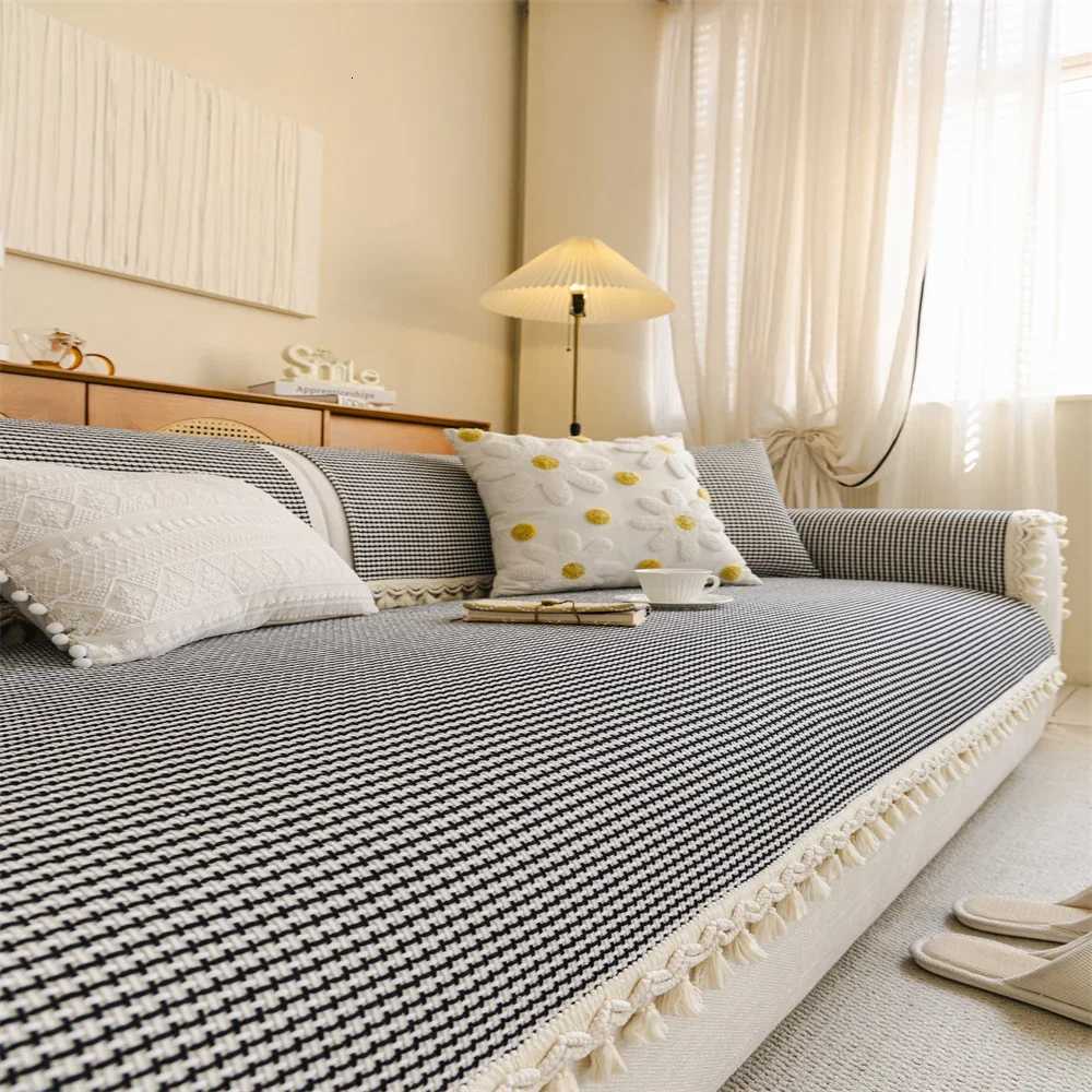 Sofa Cushion Four Seasons Universal Solid Color Anti-Slip Cushion Floor Mat Cloth Cover Leather Sofa Cover M251204 - view 3