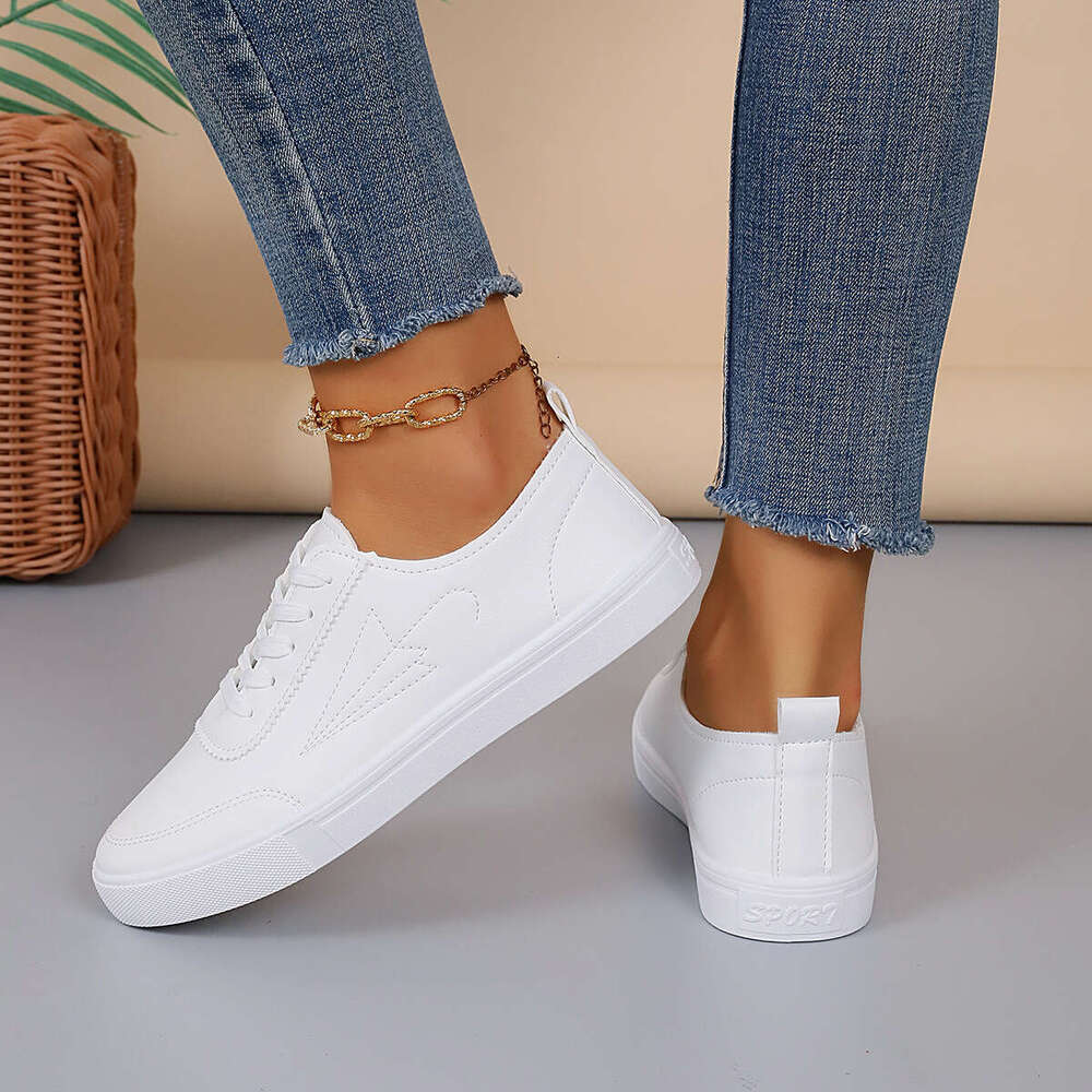 plus size white shoes for women 2024 spring new roman style fashion flat nonslip free shipping niche designer laceup casual sneakers trend