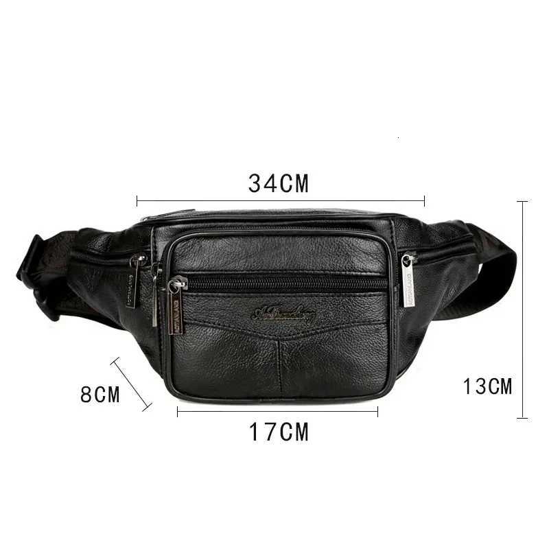Top Grade Leather Waist Bag 2024 New Men Fanny Pack Purse Designer Running Fitness Belt Bag Phone Pack Male Crossbody Chest BagsT251204