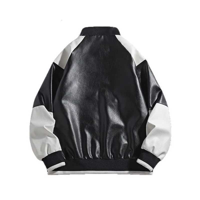 Autumn Men Coat Waterproof Windproof High Street Male Leather Outerwear Letter Printed Stand Collar Long Sleeve Man JacketT251204