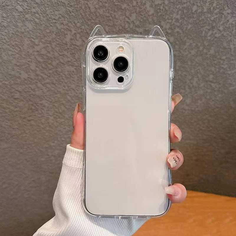 Cute Cat 3D Ears Transparent Phone Case For iPhone 17 Pro Max Air 16 15 13 11 12 14 Plus Soft Clear TPU Back Cover Shell H251203