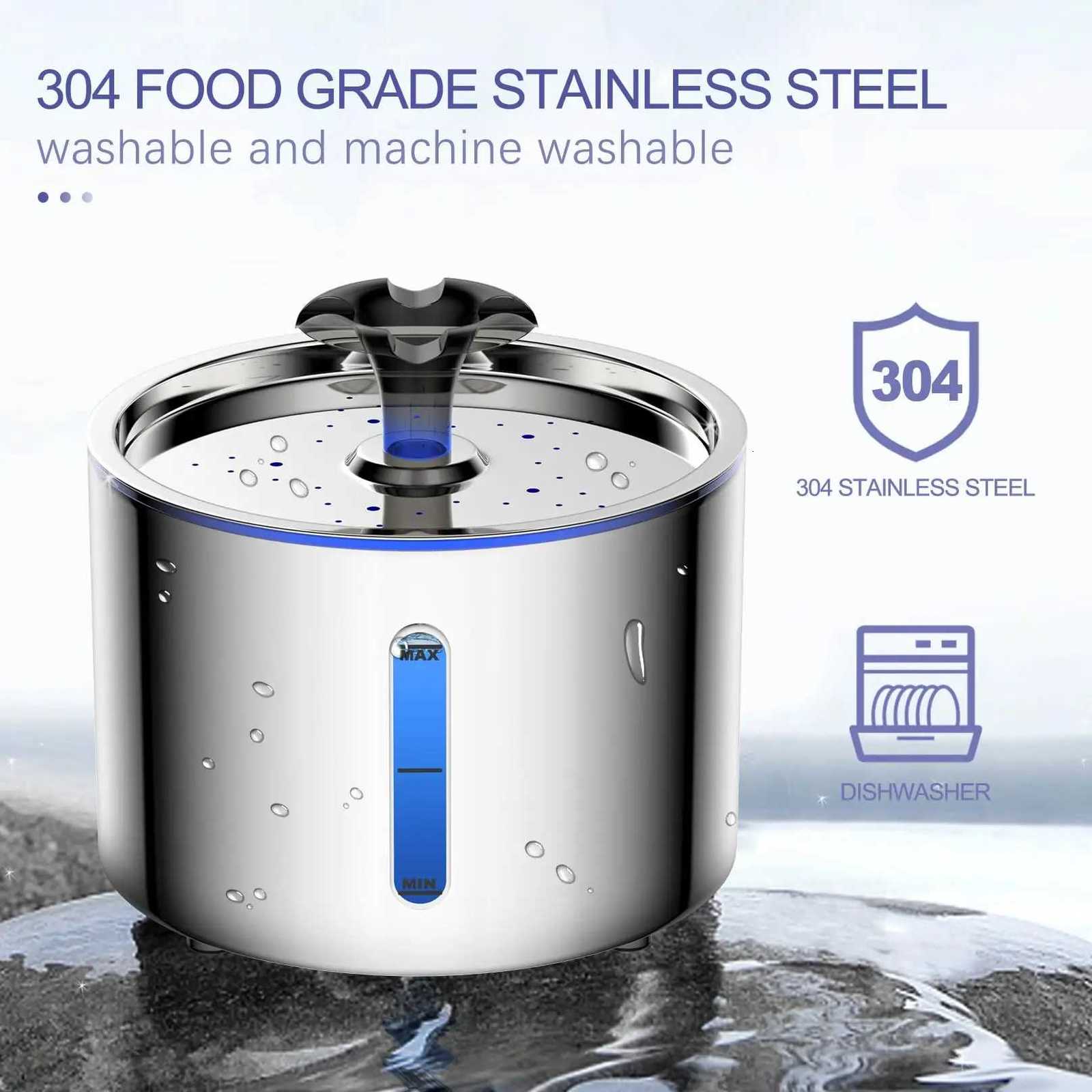 25L Stainless Steel Automatic Cat Water Fountain Auto Power-off Fountain With LED Light Non-slip Mat Dog Water Dispenser M251204