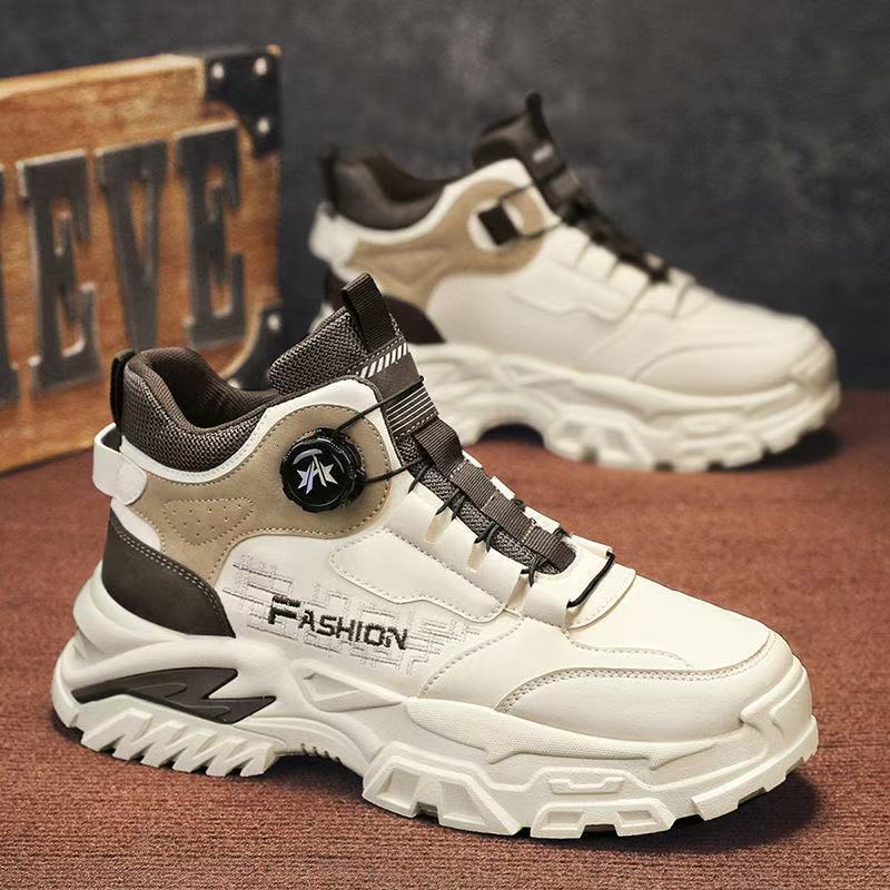 rotating button autumn winter style heightincreasing new sports shoes hightop casual mens shoes thicksoled outdoor work martin boots for men