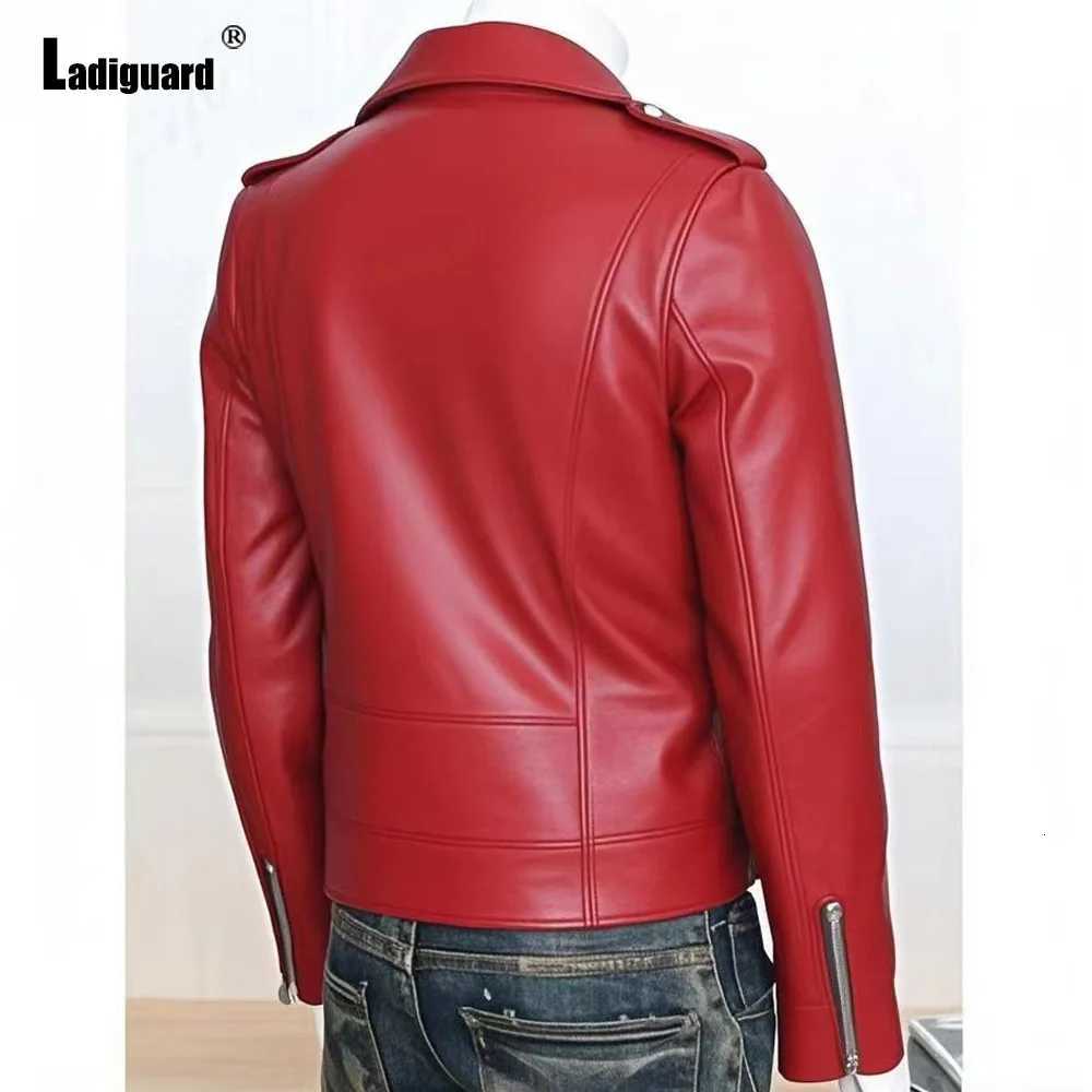 Plus Size Mens Fashion Rock Style PU Leather Jackets Sexy Multi-zippers Grunge Faux Leather Motorcycle Jacket Outerwear Red BlueT251204