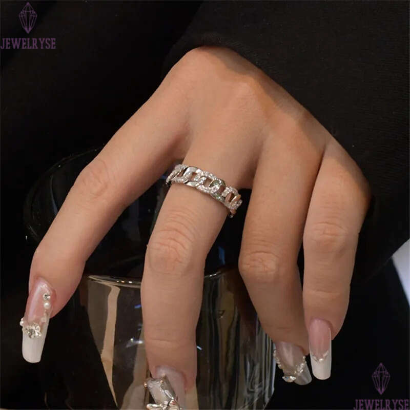 s925 sterling silver link chain ring designer for woman home daily outfit party 5A cubic zirconia diamond luxury band rings womens charm jewelry frien