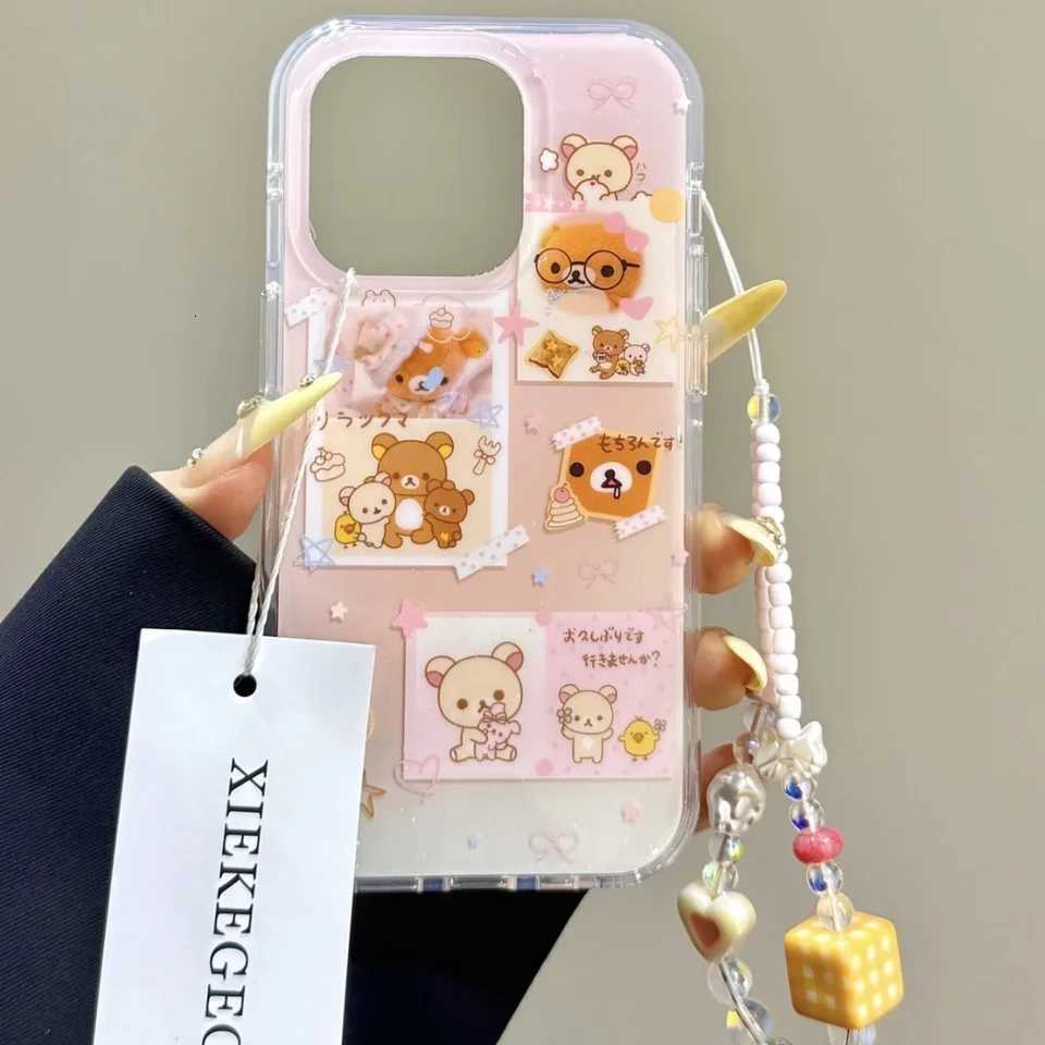 Korean Ins Fl Sn R-Rilakkuma Phone Case For iPhone 17 16 15 14 13 12 11 Pro Max 14 15 16 17Air Plus Sweet Y2K Girl Cover H251203